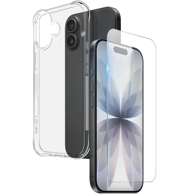 NORTHJO Juego 2 en 1 para iPhone 17 Funda Transparente de TPU Antideslizante y a Prueba de Golpes con Protector de Pantalla de Cristal Templado 9H - Transparente