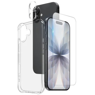 NORTHJO 3-in-1 Set for iPhone 17 TPU Case with Tempered Glass and Camera Lens Protectors - Transparent