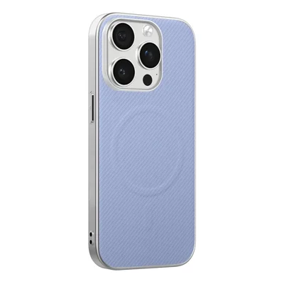 PY-5 For iPhone 12 Pro  /  12 Magnetic Phone Case Fingerprint-Resistant Fiber Texture Back Cover - Light Purple