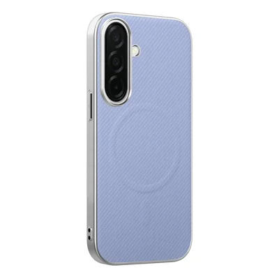 For Samsung Galaxy S23 FE Magnetic Case Silver Edge Fiber Texture Leather + PC + TPU Phone Cover - Light Purple