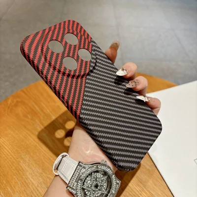 For Honor X80 Pro Max 5G Case Hard PC Phone Cover Carbon Fiber Texture Drop Proof - Black / Red