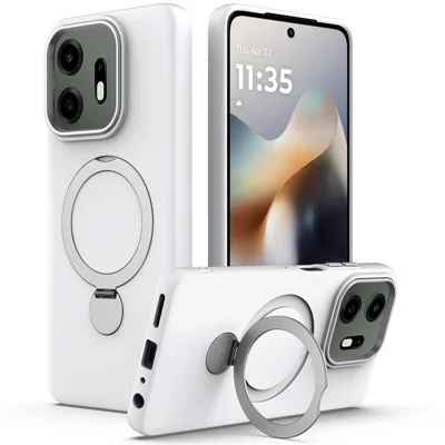 لـ OnePlus N6 4G غطاء مغناطيسي بحلقة دوارة ومسند TPU + PC خلفي - أبيض