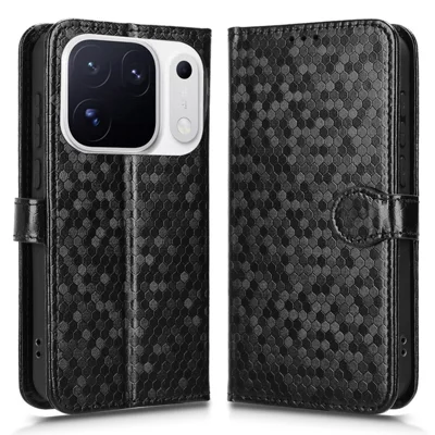 Portefeuillehoesje met stippenpatroon voor Oppo Find X10 Pro Max 5G, PU-leer telefoonhoes met polsbandje - Zwart