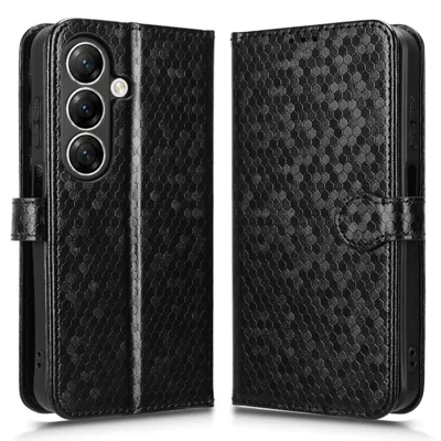 Til ZTE nubia A77 4G tegnebogstaske med prikdesign, indviklet PU-læder telefonbeskytning med håndledsrem - Sort