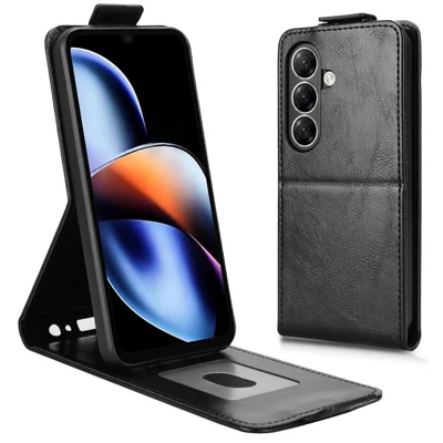 For ZTE nubia A77 4G Stand Case med magnetlås Vertikal Flip Læder Telefonbeskyttelse med kortlomme - Sort