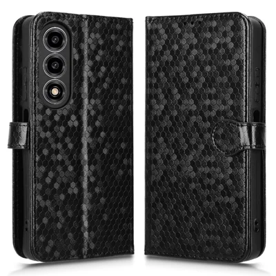 Til ZTE nubia A77 5G tegnebogsomslag med prikdesign, prægemønster i PU-læder med håndledrem - Sort
