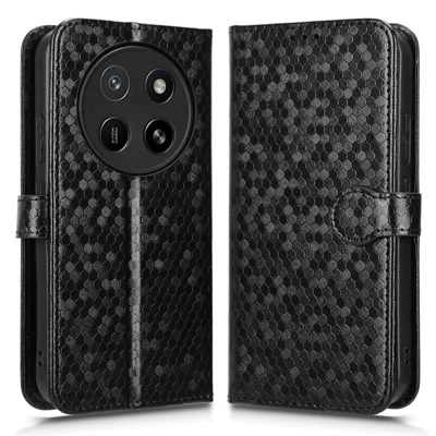 For Honor X80 Pro Max 5G Wallet Case Dot Pattern Imprint PU Leather Phone Cover with Wrist Strap - Black