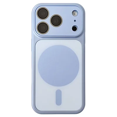For iPhone 18 Pro Max  /  17 Pro Max Circular Magnetic Case Matte PC + TPU Shockproof Phone Cover - Baby Blue