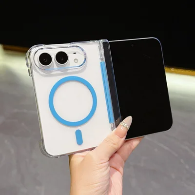 Funda magnética Duo para iPhone con bisagra de doble eje y carcasa transparente PC - Azul