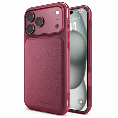 For iPhone 18 Pro Max  /  17 Pro Max Magnetic Case Litchi Texture PU Leather + TPU Air Cushion Shockproof Phone Cover - Wine Red