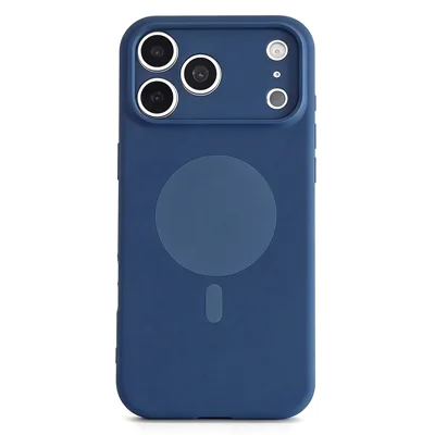 For iPhone 18 Pro  /  17 Pro Round Candy Shape Magnetic Case Liquid Silicone Shockproof Precise Cutouts Phone Cover - Navy Blue