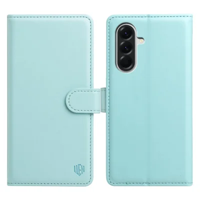 Чехол для Samsung Galaxy A26 5G с 3 отделениями для карт, глянцевый, полная защита, из искусственной кожи — светло-зеленый