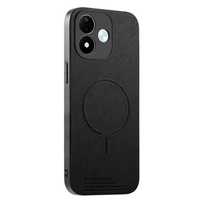 Magnetic Case for Xiaomi Redmi Note 17 4G (Global) / Note 17 5G (Global) / Note 17 (India / China) 5G , Cloth Texture PC + TPU + PU Leather Anti-Scratch Phone Cover - Black