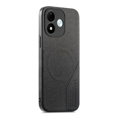 Magnetic Case for Xiaomi Redmi Note 17 4G (Global) / Note 17 5G (Global) / Note 17 (India / China) 5G , Cloth Texture PU Leather + PC + TPU Phone Cover - Black