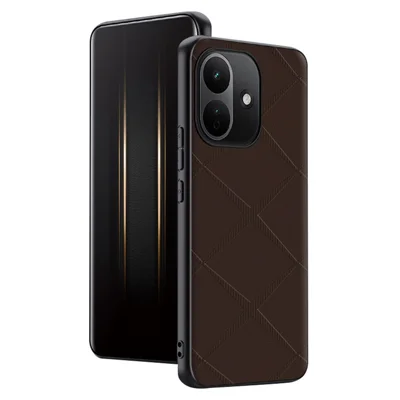 For Xiaomi Redmi Note 17 Pro 5G Case X-Patterned TPU PU Leather PC Anti-Drop Phone Cover - Brown
