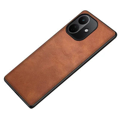 For Xiaomi Redmi Note 17 Pro 5G Case Retro Leather Coated PC + TPU Phone Cover - Brown