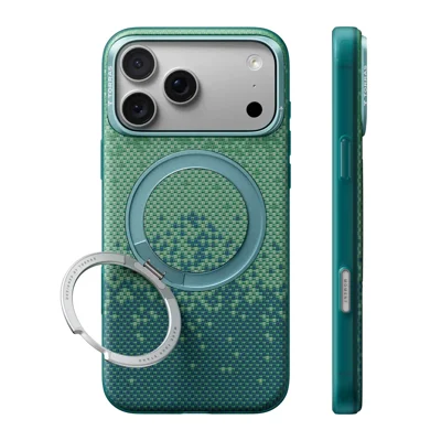 TORRAS Ostand O3 Fiber Series for iPhone 18 Pro Max Magnetic Case with 360 Degree Rotating Stand Aramid Fiber+PC Phone Cover - Alpine Moss