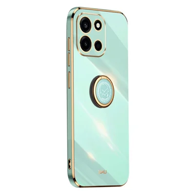 XINLI For OnePlus Nord 6 5G Case Ring Kickstand Electroplating TPU Phone Cover - Cyan