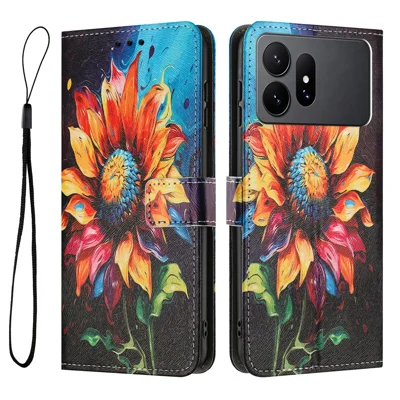 Чехол-кошелек для Samsung Galaxy S27 Ultra с рисунком, чехол из искусственной кожи с ремешком для телефона — подсолнух