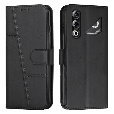  Voor ZTE nubia Neo 5 Pro 5G Leren Hoesje  Opvouwbare Stand Wallet Flip Cover met Bandje - Zwart