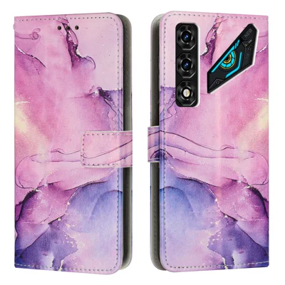 Étui support pour ZTE nubia Neo 5 5G, étui portefeuille en cuir PU avec motif marbre - Violet