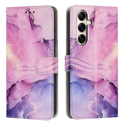  Custodia con supporto per ZTE nubia A77 4G, custodia portafoglio in ecopelle con motivo marmorizzato - Viola