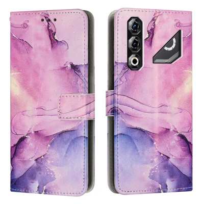 Til ZTE nubia Neo 5 Pro 5G Stand Case Marmorprint PU Læder Wallet Telefonbeskyttelse - Lilla