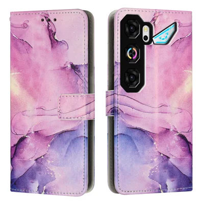 Pour ZTE nubia Neo 5 GT 5G Étui Support Motif Marbre en Cuir PU Portefeuille - Violet