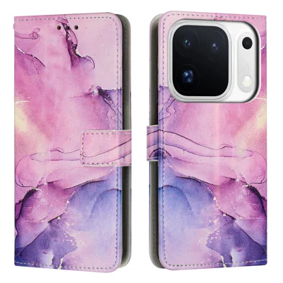 Чехол-книжка с подставкой для Oppo Find X10 Pro Max 5G, фиолетовый, из искусственной кожи с мраморным узором, с отделением для карт