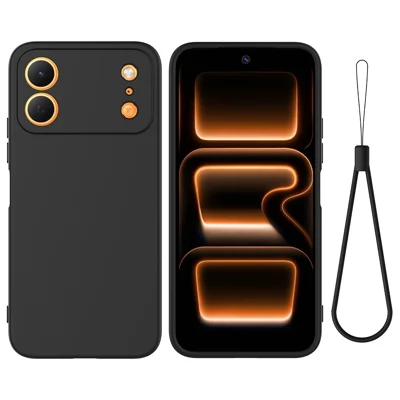 Für TECNO Spark 50C 4G Flüssigsilikonhülle Handy-Rückseite mit Handgelenkband - Schwarz
