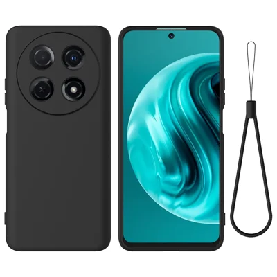För Honor X80 Pro Max 5G / Honor X9e Pro 5G Vätske-silikonfodral för mobil med handstag - Svart