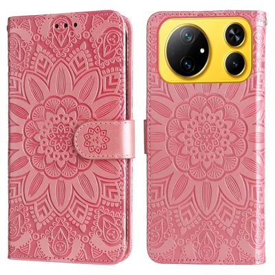  For Honor Magic9 Super Edition 5G Case Sunflower Imprint Leather Wallet Phone Cover - Pink