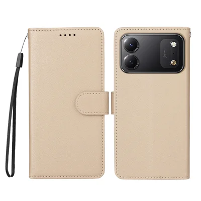 Für TECNO Spark 50C 4G Hülle RFID-Schutz 3 Kartenfächer PU-Leder Handyhülle mit Armband - Cremeweiß