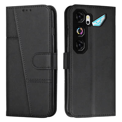 Étui en cuir pour ZTE nubia Neo 5 GT 5G - Étui portefeuille à support pliable avec sangle, noir