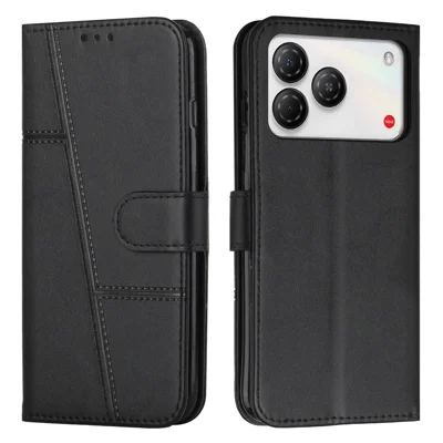 Pour ZTE nubia A57 Pro 4G / ZTE Nubia A57 4G Étui en Cuir Téléphone Étui Portefeuille à Support Pliable avec Sangle - Noir