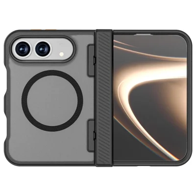 För iPhone Duo Magnetisk Hölje Häftskydd Droppsäkert Matt TPU+PC Telefonhölje - Svart