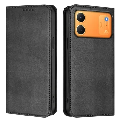 Für TECNO Spark 50C 4G Brieftaschenhülle mit Retro-Optik, RFID-Schutz, Ledertelefonhülle - Schwarz