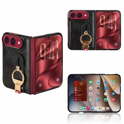 For iPhone Duo Case Wristband Leather + PC + TPU Phone Cover with Bottle Opener - Black