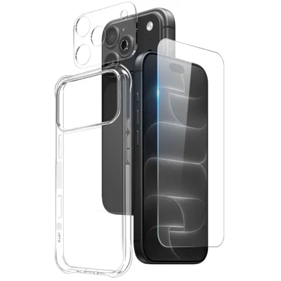  NORTHJO for iPhone 18 Pro Max 3 in 1 Set TPU Case with Tempered Glass and Camera Lens Protectors - Clear