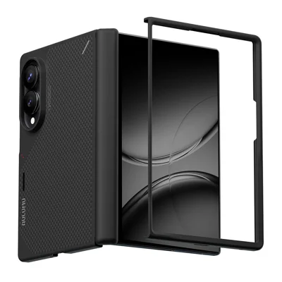 AULUMU For Samsung Galaxy Z Fold8 Magnetic Case Aramid Fiber Aluminum Alloy Lens Frame Shockproof Phone Cover - Black