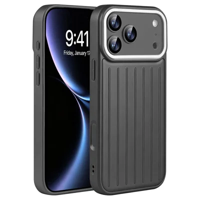 For iPhone 18 Pro Max / 17 Pro Max Case Suitcase Stripe Design Shockproof TPU Phone Cover - Black