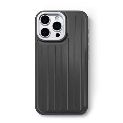 Obudowa na iPhone'a 16 Pro Max, Obudowa z Taśmy Walizkowej, Odporna na Uderzenia, z Miękkiego TPU, Czarna