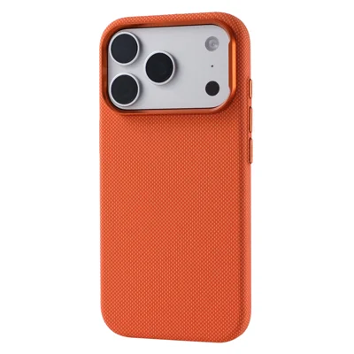  For iPhone 17 Pro / iPhone 18 Pro Magnetisk Case med Struktureret Hudfølelse Hård Sikkerhedsdæksel i PC - Orange Prikket