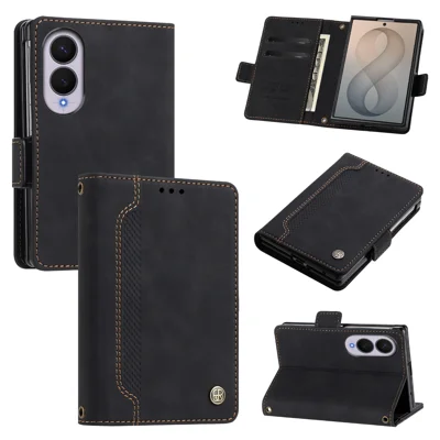  For Samsung Galaxy Z Fold8 Case Magnetic Closure Wallet Stand TPU PU Leather Phone Cover - Black