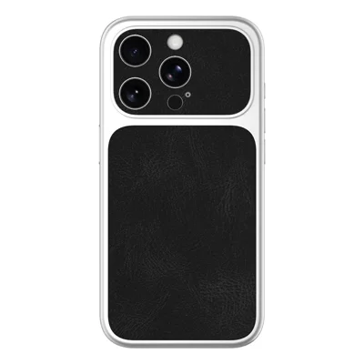 Für iPhone 13 Pro Handyhülle Retro PU-Leder + TPU Silberrahmen, hautfreundliche Oberfläche, sofortiger Stylewechsel, Rückseite – Schwarz
