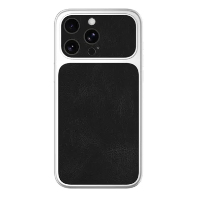 Für iPhone 13 Pro Max Handyhülle Retro PU Leder + TPU Silberner Rand Hautfreundliche Haptik Sofortiger Stilwechsel Rückseite – Schwarz