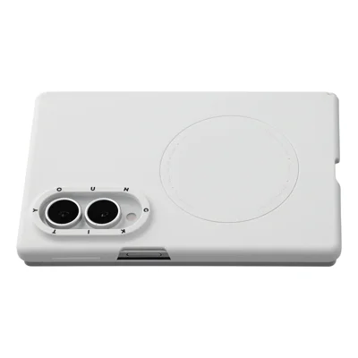 YOUNGKIT per Samsung Galaxy Z Fold8 Custodia Magnetica con Cerniera Antiurto in PC + Silicone Liquido - Bianco Neve Soffusa