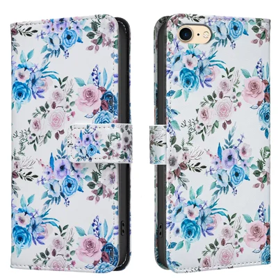 BINFEN COLOR per iPhone 6 4,7 pollici / iPhone 6s 4,7 pollici / iPhone SE (2020) / iPhone SE (2022) / iPhone 8 4,7 pollici / iPhone 7 4,7 pollici Custodia in Pelle Stampa Motivo Portafoglio Supporto Cover per Telefono - Piccoli Fiori