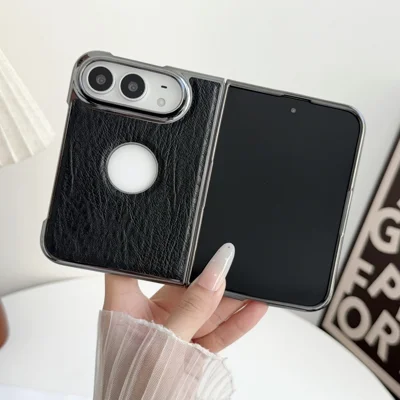 Coque pour iPhone Duo, dos creux, électroplaquée, texture arborescente en cuir PU + coque de téléphone résistante aux chocs en PC - Noir