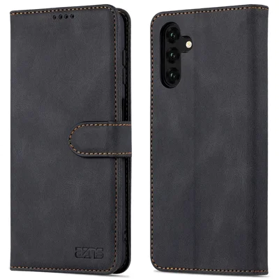 AZNS For Samsung Galaxy A14 5G / A14 4G PU Leather + TPU Smartphone Case Wallet Stand Drop-proof Phone Cover - Black